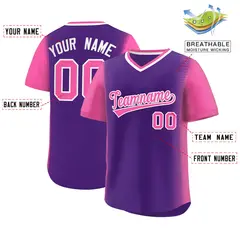 Purple Pink Raglan Pullover Authentic Baseball Jersey 2