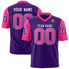 Purple Pink Raglan Sleeves Authentic Football Jersey 1