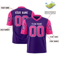 Purple Pink Raglan Sleeves Authentic Football Jersey 2
