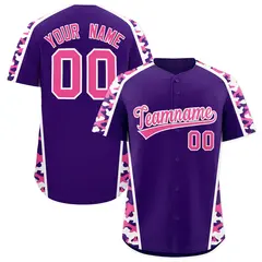 Purple Pink Side Camo Baseball Jersey 1