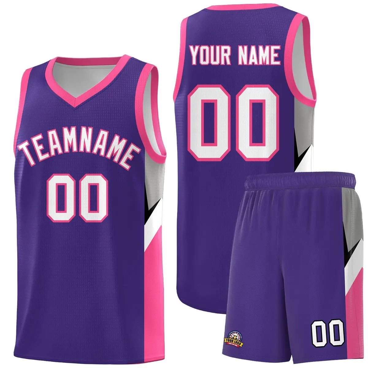 Purple Pink Side Design Basketball Jersey Sports Uniform