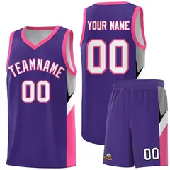 Purple Pink Side Design Basketball Jersey Sports Uniform