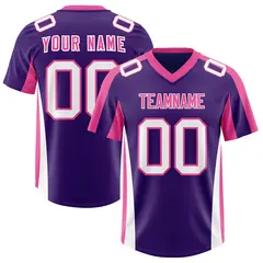Purple Pink Side Stripe Authentic Football Jersey 1
