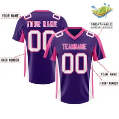 Purple Pink Side Stripe Authentic Football Jersey 2