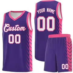 Purple Pink Side Symmetrical Line Pattern Basketball Jersey