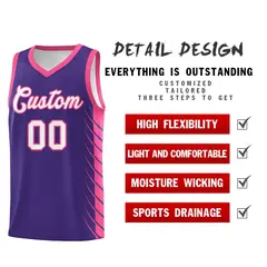 Purple Pink Side Symmetrical Line Pattern Basketball Jersey 2