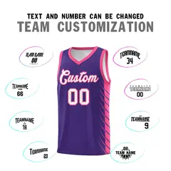 Purple Pink Side Symmetrical Line Pattern Basketball Jersey 4