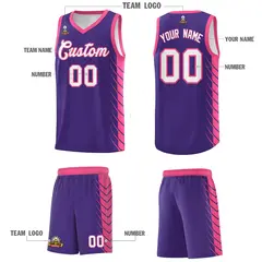 Purple Pink Side Symmetrical Line Pattern Basketball Jersey 5
