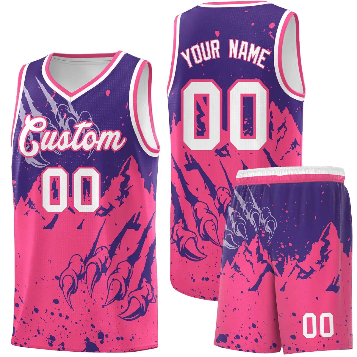 Purple Pink Snow Mountain Beast Pattern Basketball Jersey