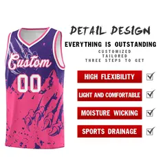 Purple Pink Snow Mountain Beast Pattern Basketball Jersey 2