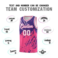 Purple Pink Snow Mountain Beast Pattern Basketball Jersey 4