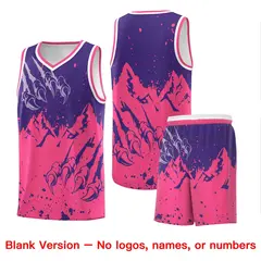 Purple Pink Snow Mountain Beast Pattern Basketball Jersey 7