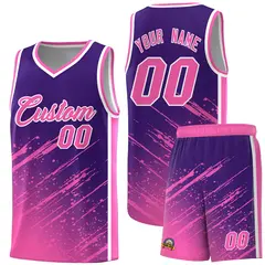 Purple Pink Splash Basketball Uniforms for Practice 1
