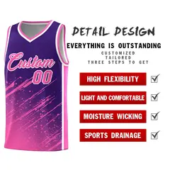 Purple Pink Splash Basketball Uniforms for Practice 2