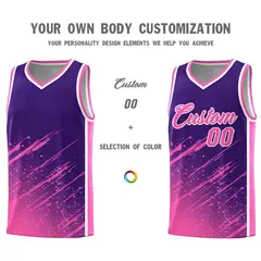 Purple Pink Splash Basketball Uniforms for Practice 3