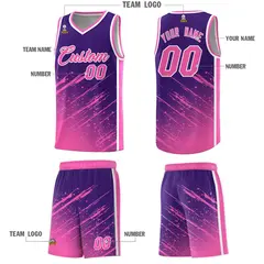 Purple Pink Splash Basketball Uniforms for Practice 5
