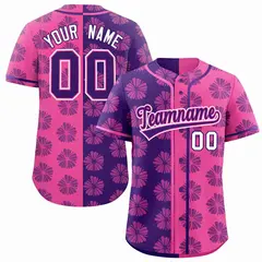 Purple Pink Split Flower Graffiti Authentic Baseball Jersey 1
