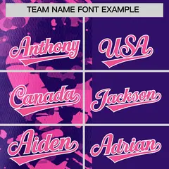Purple Pink Split Graffiti Raglan Sleeve Baseball Jersey 3
