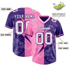 Purple Pink Split Lightning Pattern Football Jersey 2