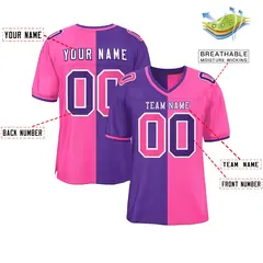Purple Pink Split Two Tone Authentic Football Jersey 2