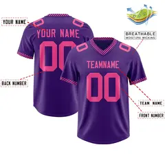 Purple Pink Square Neckline Football Jersey 2