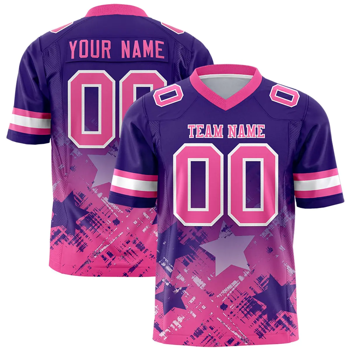 Purple Pink Star Gradient Flag Football Jersey
