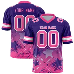 Purple Pink Star Gradient Flag Football Jersey