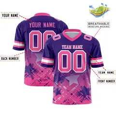 Purple Pink Star Gradient Flag Football Jersey 2
