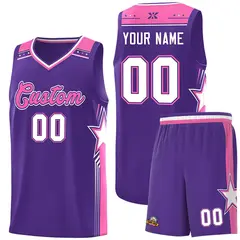 Purple Pink Star Graffiti Basketball Jersey Sports Uniform 1