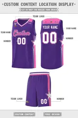 Purple Pink Star Graffiti Basketball Jersey Sports Uniform 2