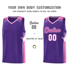 Purple Pink Star Graffiti Basketball Jersey Sports Uniform 3