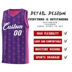Purple Pink Star Graffiti Sports Uniform Basketball Jersey 2