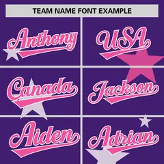 Purple Pink Star Graffiti Two-Button Baseball Jersey 3