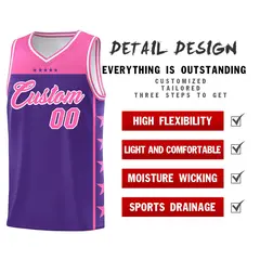 Purple Pink Star Pattern Basketball Jersey Sports Uniform 2