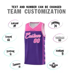 Purple Pink Star Pattern Basketball Jersey Sports Uniform 4