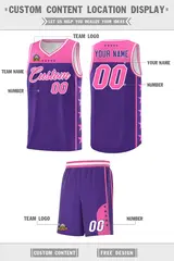 Purple Pink Star Pattern Basketball Jersey Sports Uniform 5