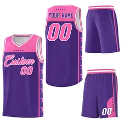 Purple Pink Star Pattern Basketball Jersey Sports Uniform 6