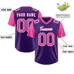 Purple Pink Star Pattern Raglan Sleeves Football Jersey 2