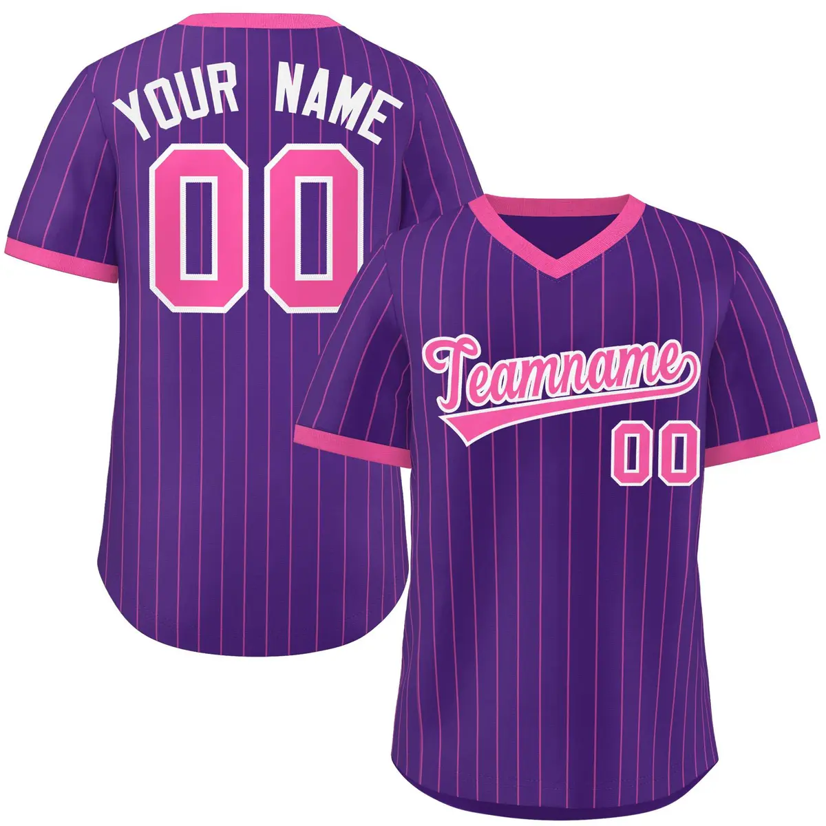 Purple Pink Stripe Authentic Pullover Baseball Jersey