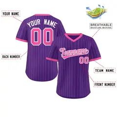 Purple Pink Stripe Authentic Pullover Baseball Jersey 2
