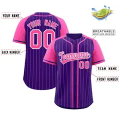 Purple Pink Stripe Raglan Sleeves Fashion Baseball Jersey 2