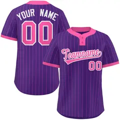Purple Pink Stripe Two-Button Softball Jersey
