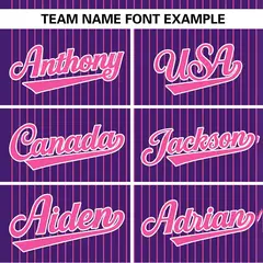 Purple Pink Stripe Two-Button Softball Jersey 4