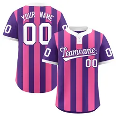Purple Pink Stripe Two-Button Softball Jersey 1