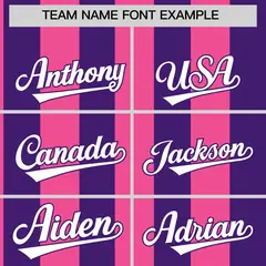 Purple Pink Stripe Two-Button Softball Jersey 3