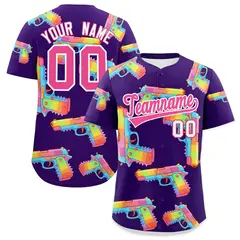 Purple Pink Sugar-Coated Firepower Graffiti Baseball Jersey