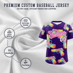 Purple Pink Sugar-Coated Firepower Graffiti Baseball Jersey 3