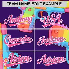 Purple Pink Sugar-Coated Firepower Graffiti Baseball Jersey 5
