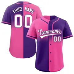 Purple Pink Symmetrical Gradient Authentic Baseball Jersey 1