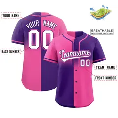 Purple Pink Symmetrical Gradient Authentic Baseball Jersey 2